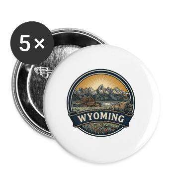 Reisesouvenir der Wyoming Grand Teton Mountains - Buttons groß 56 mm (5er Pack) - Weiß - Vorne