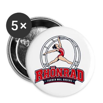 Rhönrad Turnen Logo Stil - Buttons groß 56 mm (5er Pack) - Weiß - Vorne