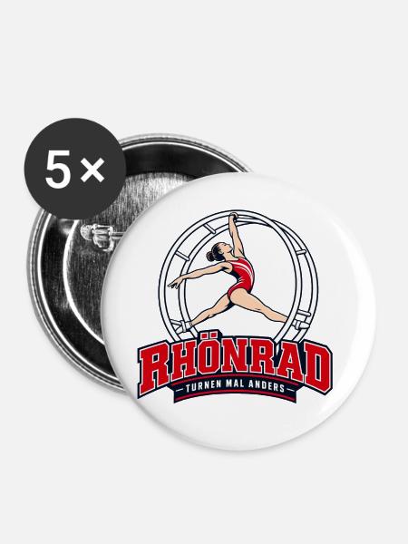 Rhönrad Turnen Logo Stil - Buttons groß 56 mm (5er Pack) - Weiß