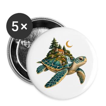 Insel auf der Arche: Magic Turtle - Buttons groß 56 mm (5er Pack) - Weiß - Vorne