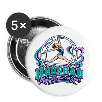 Rhönrad Sport: Mehr als nur ein Hobby - Buttons groß 56 mm (5er Pack) - Weiß - Vorne
