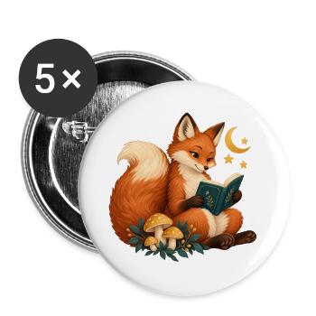 Fuchsleser unter nachtaktiven Pilzen - Buttons groß 56 mm (5er Pack) - Weiß - Vorne