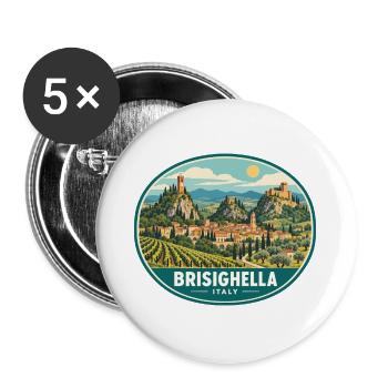 Erkunden Sie Brisighella in Italien – mittelalterliches Dorf - Buttons groß 56 mm (5er Pack) - Weiß - Vorne