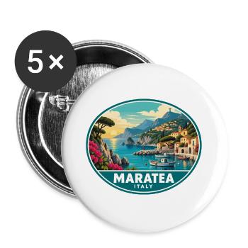 Erkunden Sie Maratea in Italien: Tyrrhenische Meeresküste - Buttons groß 56 mm (5er Pack) - Weiß - Vorne