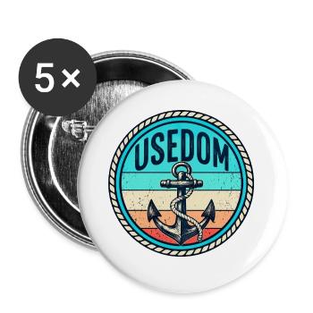Usedom - Ostsee - Insel - Deutschland - Germany - Buttons groß 56 mm (5er Pack) - Weiß - Vorne