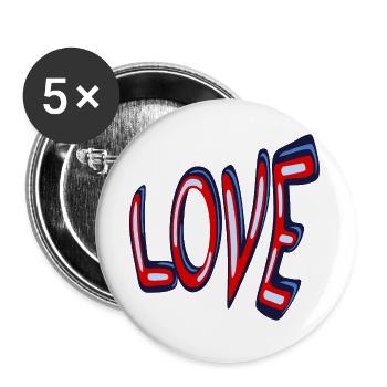 Liebe Neon Retro Schriftzug - Buttons groß 56 mm (5er Pack) - Weiß - Vorne