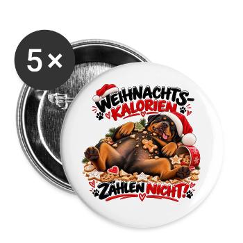 Rottweiler Weihnachtskalorien zählen nicht - Buttons groß 56 mm (5er Pack) - Weiß - Vorne