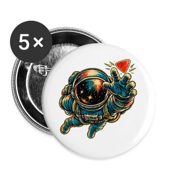 KOSMISCHER ROCKER | Schwerelosigkeits-Riff - Buttons groß 56 mm (5er Pack) - Weiß - Vorne