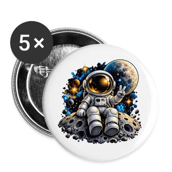 Astronaut auf Mondstein - Buttons groß 56 mm (5er Pack) - Weiß - Vorne