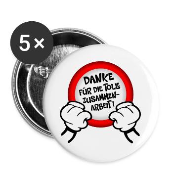 Abschied Kollegen Danke - Buttons groß 56 mm (5er Pack) - Weiß - Vorne
