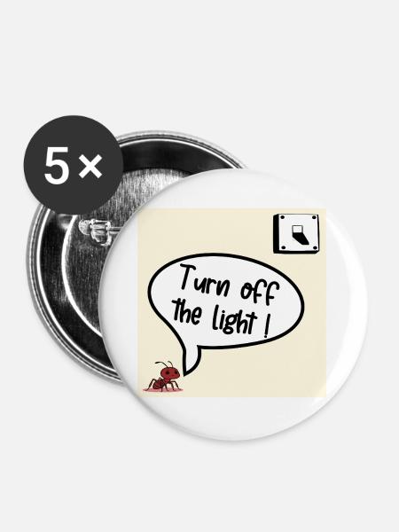 Mach das Licht aus - Buttons groß 56 mm (5er Pack) - Weiß