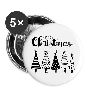 Weihnachtsbäume 2026 Weihnachten Christmas - Buttons groß 56 mm (5er Pack) - Weiß - Vorne