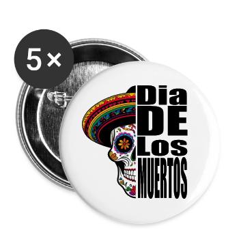 Dia de los Muertos - Buttons groß 56 mm (5er Pack) - Weiß - Vorne