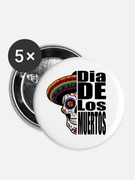 Dia de los Muertos - Buttons groß 56 mm (5er Pack) - Weiß