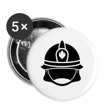 Feuerwehrhelmhut - Buttons groß 56 mm (5er Pack) - Weiß - Vorne