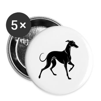 Whippet Dog Vinyl - Buttons groß 56 mm (5er Pack) - Weiß - Vorne