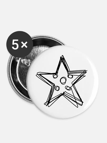 Seestern handgezeichnet - Buttons groß 56 mm (5er Pack) - Weiß