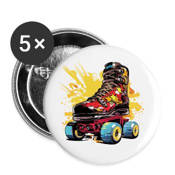 Rollerskates Grafik - Buttons groß 56 mm (5er Pack) - Weiß - Vorne