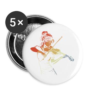 Weiblicher Geigenspieler Vintage - Buttons groß 56 mm (5er Pack) - Weiß - Vorne