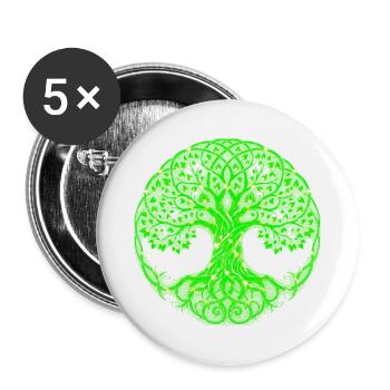 Baum des Lebens, Zen, Wurzeln - Buttons groß 56 mm (5er Pack) - Weiß - Vorne