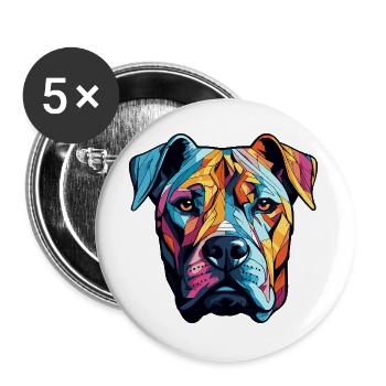  Hundeporträt - Buttons groß 56 mm (5er Pack) - Weiß - Vorne