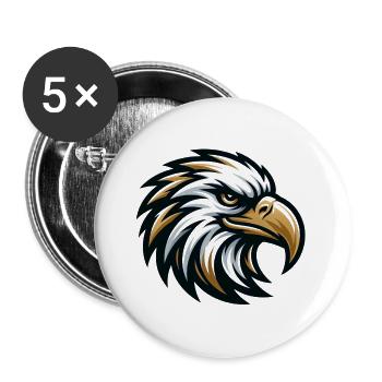 Adler Kopf Vektor Design - Buttons groß 56 mm (5er Pack) - Weiß - Vorne