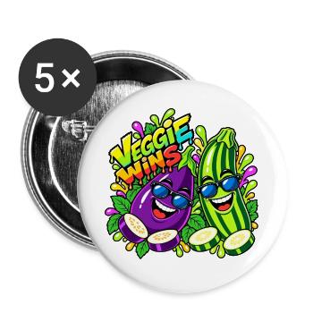 Aubergine Zucchini - Buttons groß 56 mm (5er Pack) - Weiß - Vorne