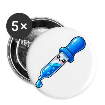 Kawaii Blauer Tropfendropper - Buttons groß 56 mm (5er Pack) - Weiß - Vorne