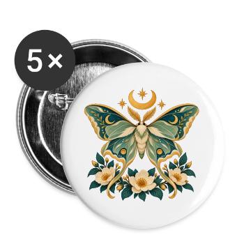 Motten-Himmlische Floral - Buttons groß 56 mm (5er Pack) - Weiß - Vorne