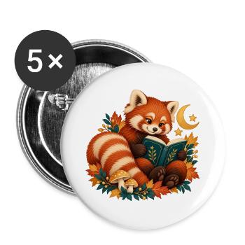 Red Panda Law at Night - Buttons groß 56 mm (5er Pack) - Weiß - Vorne