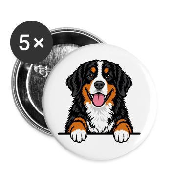 Berner Sennenhund - Buttons groß 56 mm (5er Pack) - Weiß - Vorne