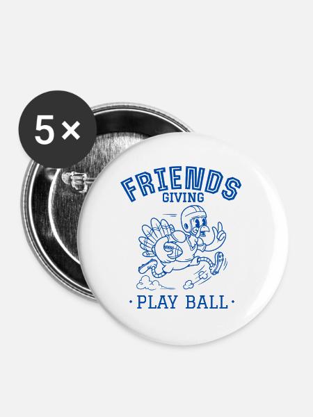 Freunde geben Ballspiel - Buttons groß 56 mm (5er Pack) - Weiß