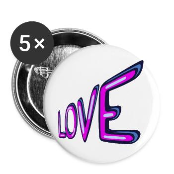 Liebe Neon-Schriftzug - Buttons groß 56 mm (5er Pack) - Weiß - Vorne