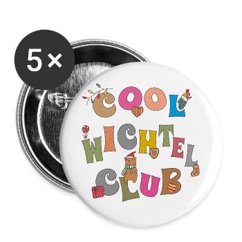 Wichteln Advent  - Buttons groß 56 mm (5er Pack) - Weiß - Vorne
