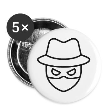 Maskierter Hacker-Linien-Symbol - Buttons groß 56 mm (5er Pack) - Weiß - Vorne