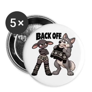 Schwarzes Schaf – Zurück - Buttons groß 56 mm (5er Pack) - Weiß - Vorne