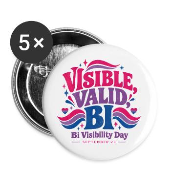 Sichtbare gültige Bisexualität | Tag der Sichtbarkeit von Bisexualität, 23. September - Buttons groß 56 mm (5er Pack) - Weiß - Vorne