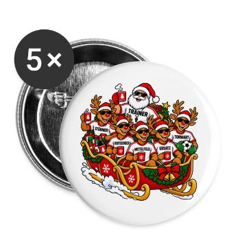 Lustiger Fussball-Weihnachtspulli- Fussball Outfit - Buttons groß 56 mm (5er Pack) - Weiß - Vorne