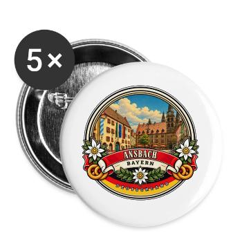 Ansbach Bayern Vintage Reisedesign - Buttons groß 56 mm (5er Pack) - Weiß - Vorne