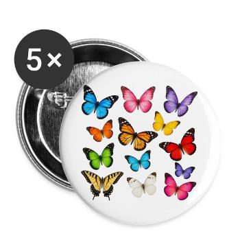 Regenbogenfalter im Flug - Buttons groß 56 mm (5er Pack) - Weiß - Vorne