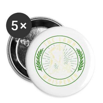 Der Rasenflüsterer – lustiger Rasenmäh-Landschaftsgärtner - Buttons groß 56 mm (5er Pack) - Weiß - Vorne