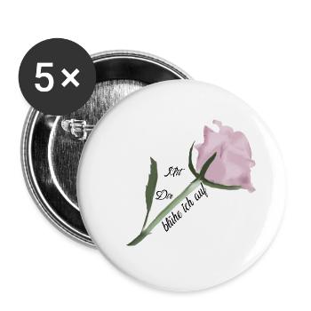 Rosen-Aquarell: zarte Blüte - Buttons groß 56 mm (5er Pack) - Weiß - Vorne