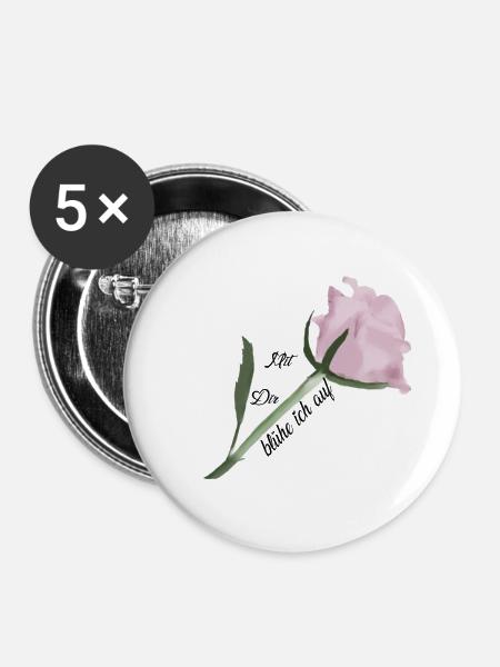 Rosen-Aquarell: zarte Blüte - Buttons groß 56 mm (5er Pack) - Weiß