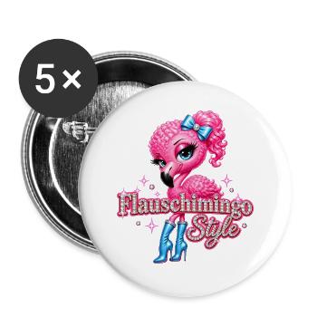 Flauschimingo Style - Buttons groß 56 mm (5er Pack) - Weiß - Vorne