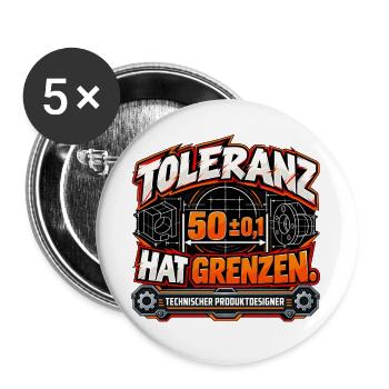 Produktdesigner – Toleranz hat Grenzen - Buttons groß 56 mm (5er Pack) - Weiß - Vorne