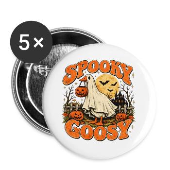 Spooky Goosy – Vintage-Halloween-Geistergans - Buttons groß 56 mm (5er Pack) - Weiß - Vorne