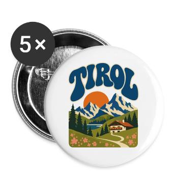 Tirol Retro Alpine Nature - Buttons groß 56 mm (5er Pack) - Weiß - Vorne