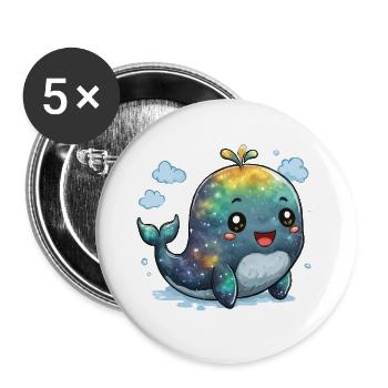 Galaxie-Wal Kuschelheld - Buttons groß 56 mm (5er Pack) - Weiß - Vorne