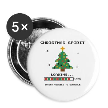 Pixel 8-Bit-Weihnachtsbaum - Buttons groß 56 mm (5er Pack) - Weiß - Vorne