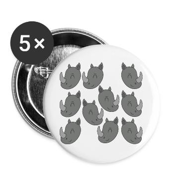 Cartoon-Nashornkopf - Buttons groß 56 mm (5er Pack) - Weiß - Vorne